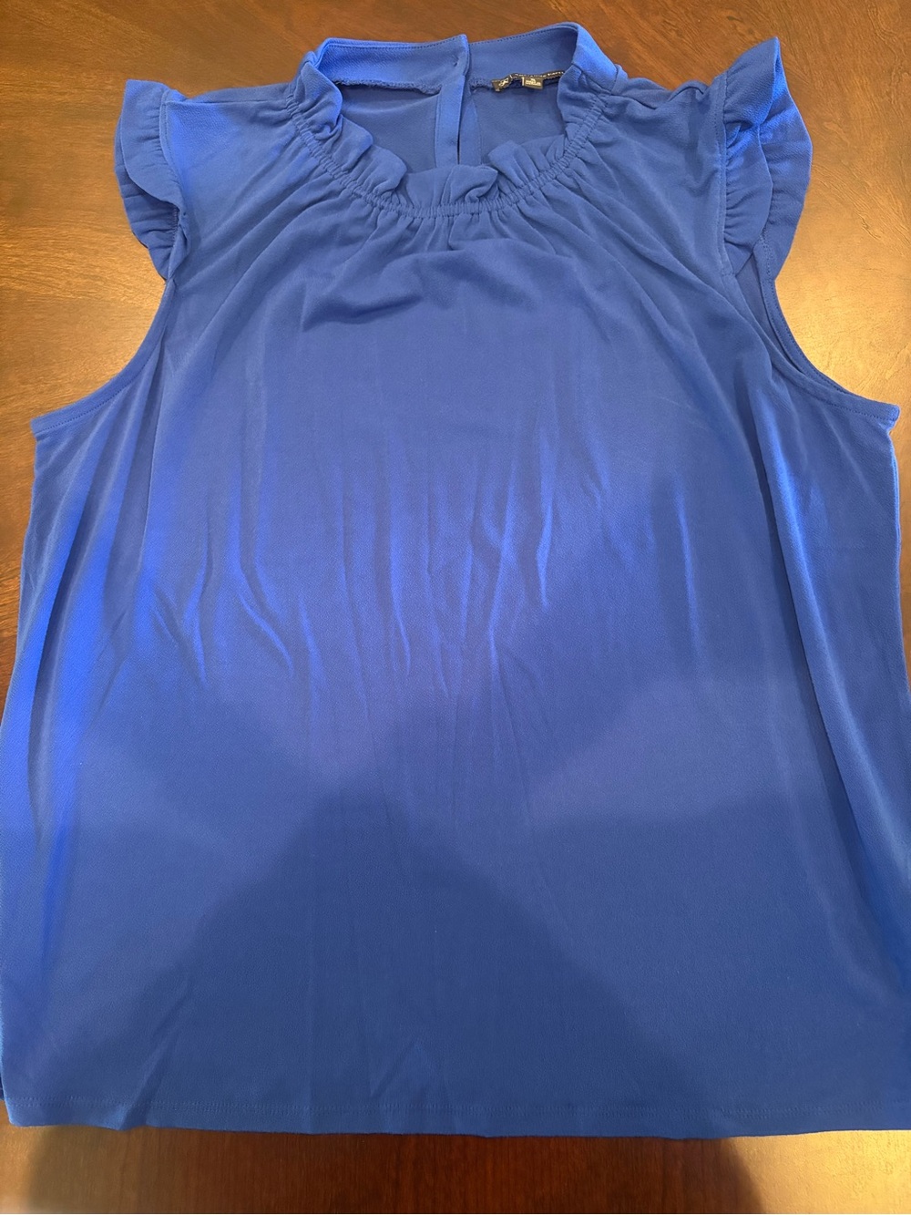 Adrianna Papell Royal Blue Ruffle Neck Sleeveless Top